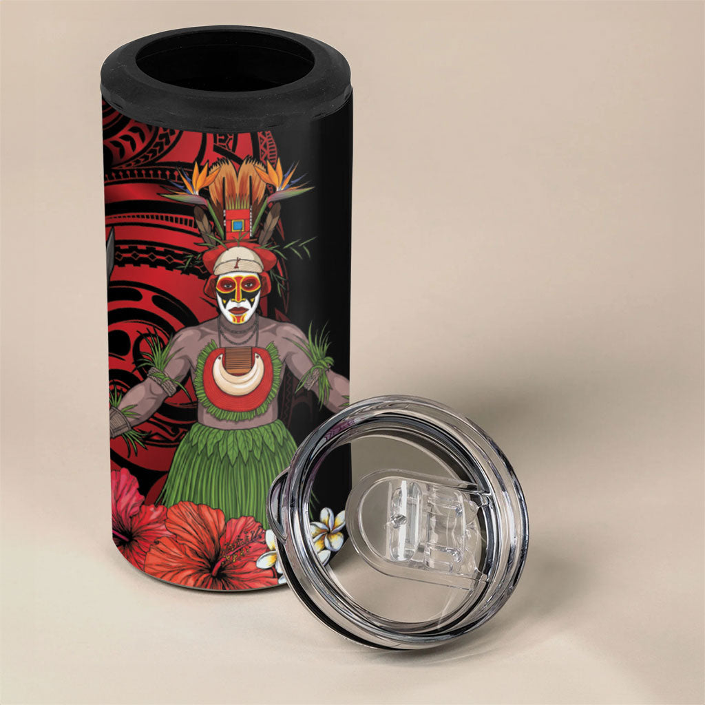 Huli Wigmen Tribe Hela Province 4 in 1 Can Cooler Tumbler Papua New Guinea Indigenous Pattern LT9 - Polynesian Pride