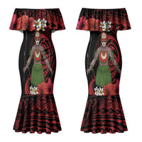 Huli Wigmen Tribe Hela Province Couples Matching Mermaid Dress and Hawaiian Shirt Papua New Guinea Indigenous Pattern LT9 - Polynesian Pride