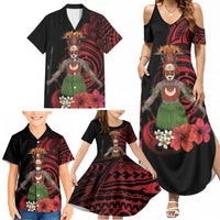 Huli Wigmen Tribe Hela Province Family Matching Summer Maxi Dress and Hawaiian Shirt Papua New Guinea Indigenous Pattern LT9 - Polynesian Pride