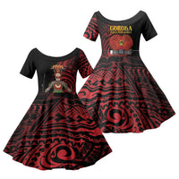Huli Wigmen Tribe Hela Province Family Matching Summer Maxi Dress and Hawaiian Shirt Papua New Guinea Indigenous Pattern LT9 Daughter's Dress Black - Polynesian Pride