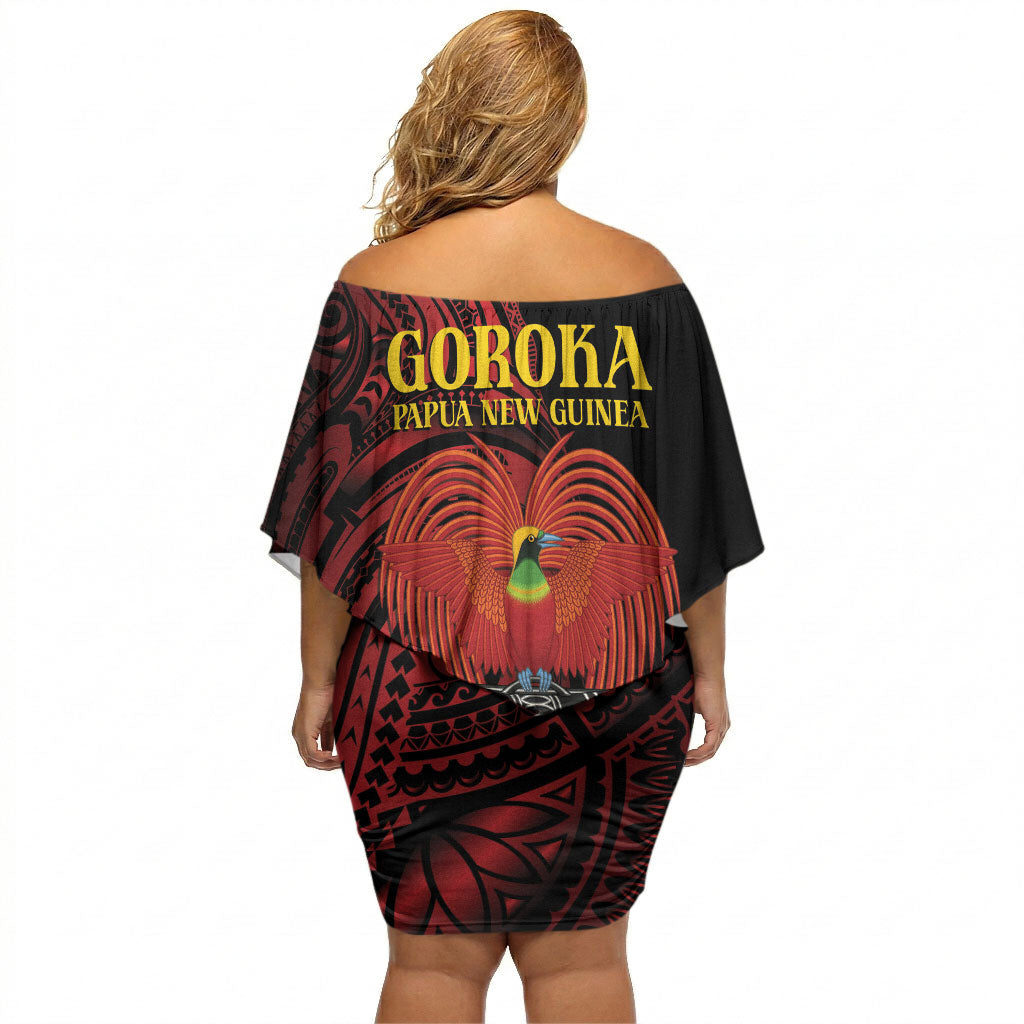 Huli Wigmen Tribe Hela Province Off Shoulder Short Dress Papua New Guinea Indigenous Pattern LT9 - Polynesian Pride