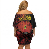 Huli Wigmen Tribe Hela Province Off Shoulder Short Dress Papua New Guinea Indigenous Pattern LT9 - Polynesian Pride