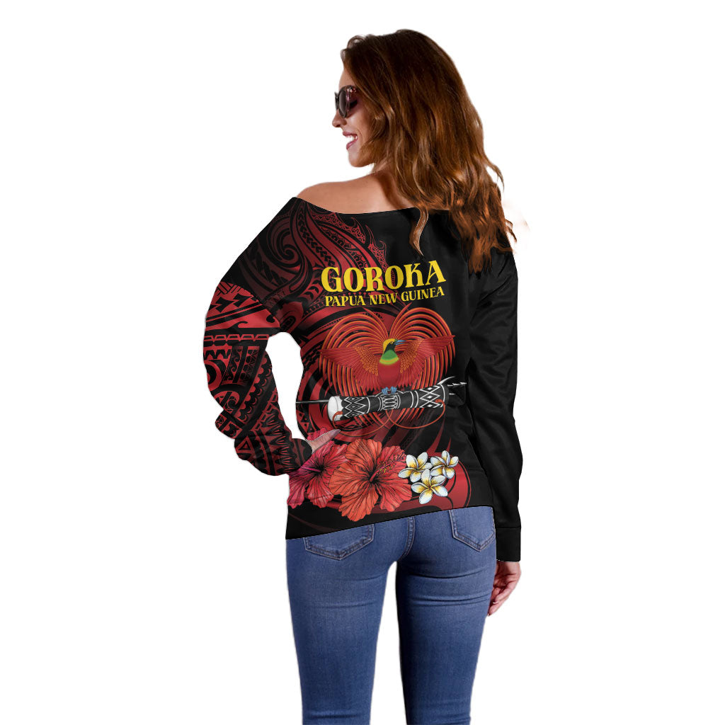 Huli Wigmen Tribe Hela Province Off Shoulder Sweater Papua New Guinea Indigenous Pattern LT9 - Polynesian Pride