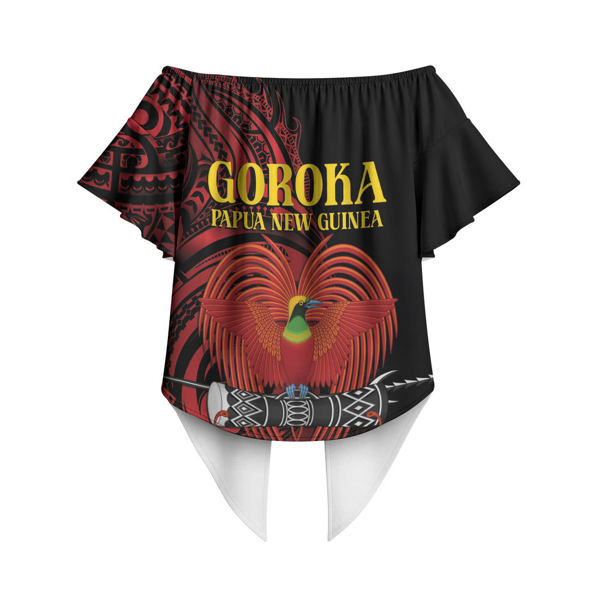 Huli Wigmen Tribe Hela Province Off Shoulder Wrap Waist Top Papua New Guinea Indigenous Pattern LT9 - Polynesian Pride