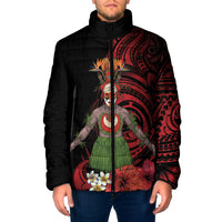 Huli Wigmen Tribe Hela Province Padded Jacket Papua New Guinea Indigenous Pattern LT9 Men Black - Polynesian Pride