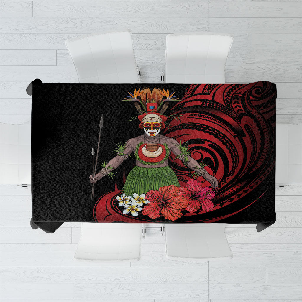 Huli Wigmen Tribe Hela Province Tablecloth Papua New Guinea Indigenous Pattern LT9 Black - Polynesian Pride
