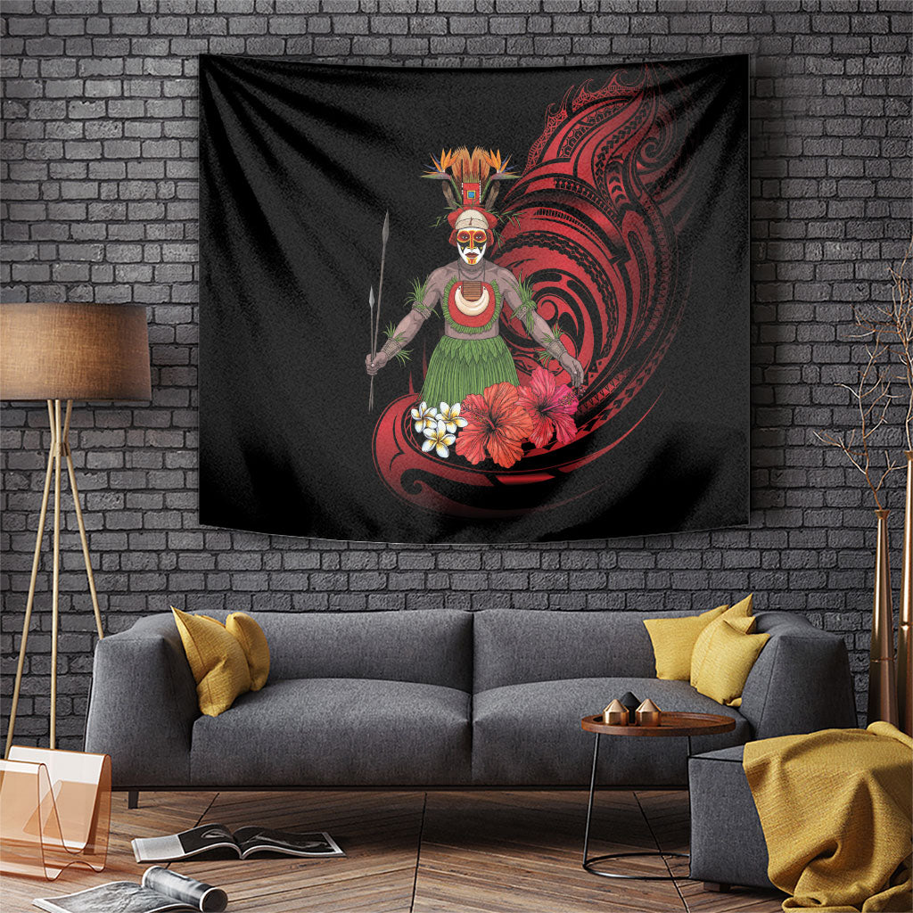 Huli Wigmen Tribe Hela Province Tapestry Papua New Guinea Indigenous Pattern LT9 Black - Polynesian Pride