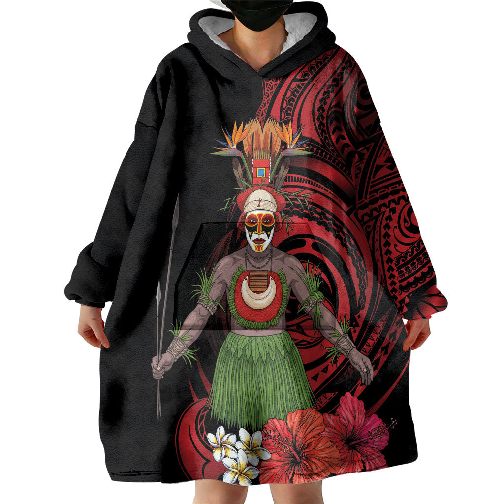 Huli Wigmen Tribe Hela Province Wearable Blanket Hoodie Papua New Guinea Indigenous Pattern LT9 - Polynesian Pride
