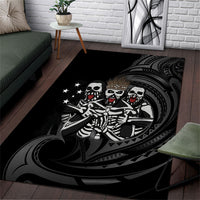 Skeleton Tribe Simbu Province Area Rug Papua New Guinea Indigenous Pattern LT9 Black - Polynesian Pride