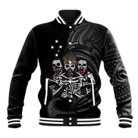 Skeleton Tribe Simbu Province Baseball Jacket Papua New Guinea Indigenous Pattern LT9 Unisex Black - Polynesian Pride