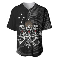 Skeleton Tribe Simbu Province Baseball Jersey Papua New Guinea Indigenous Pattern LT9 Black - Polynesian Pride