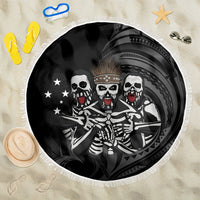 Skeleton Tribe Simbu Province Beach Blanket Papua New Guinea Indigenous Pattern LT9 One Size 150cm Black - Polynesian Pride