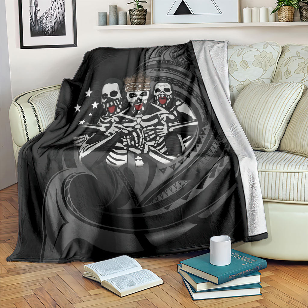 Skeleton Tribe Simbu Province Blanket Papua New Guinea Indigenous Pattern LT9 Black - Polynesian Pride