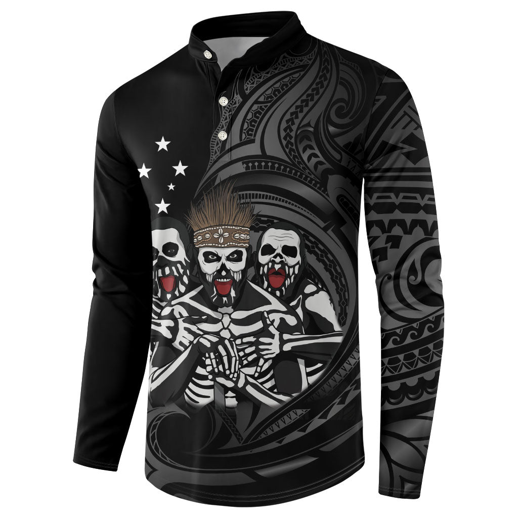 Skeleton Tribe Simbu Province Button Sweatshirt Papua New Guinea Indigenous Pattern LT9 - Polynesian Pride