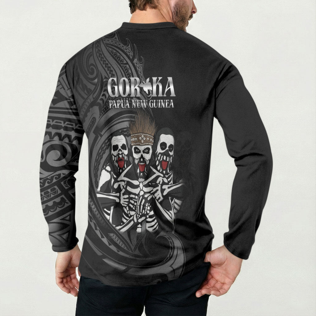 Skeleton Tribe Simbu Province Button Sweatshirt Papua New Guinea Indigenous Pattern LT9 - Polynesian Pride