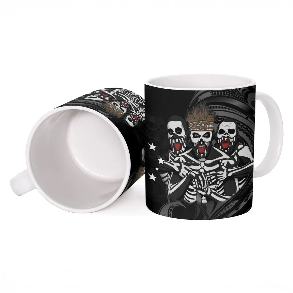 Skeleton Tribe Simbu Province Ceramic Mug Papua New Guinea Indigenous Pattern LT9 - Polynesian Pride