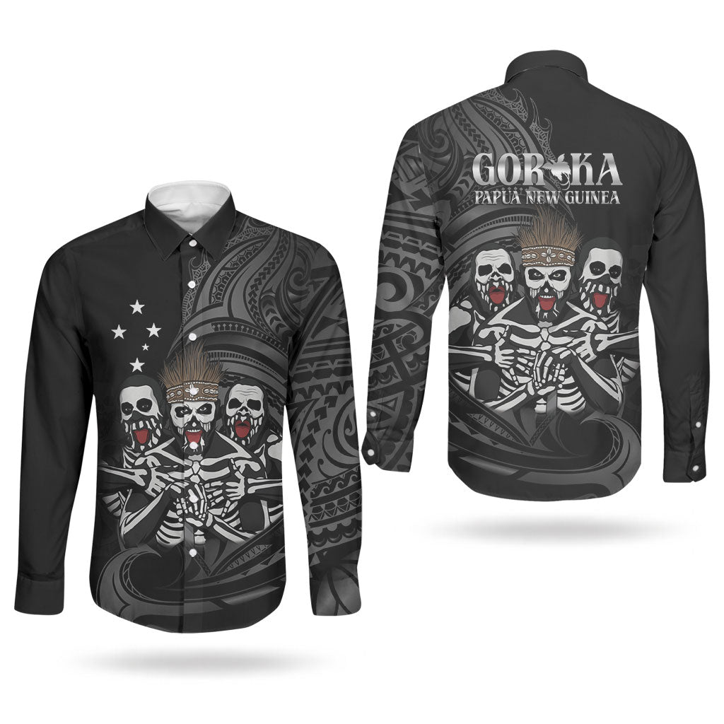 Skeleton Tribe Simbu Province Couples Matching Off Shoulder Short Dress and Long Sleeve Button Shirt Papua New Guinea Indigenous Pattern LT9 - Polynesian Pride