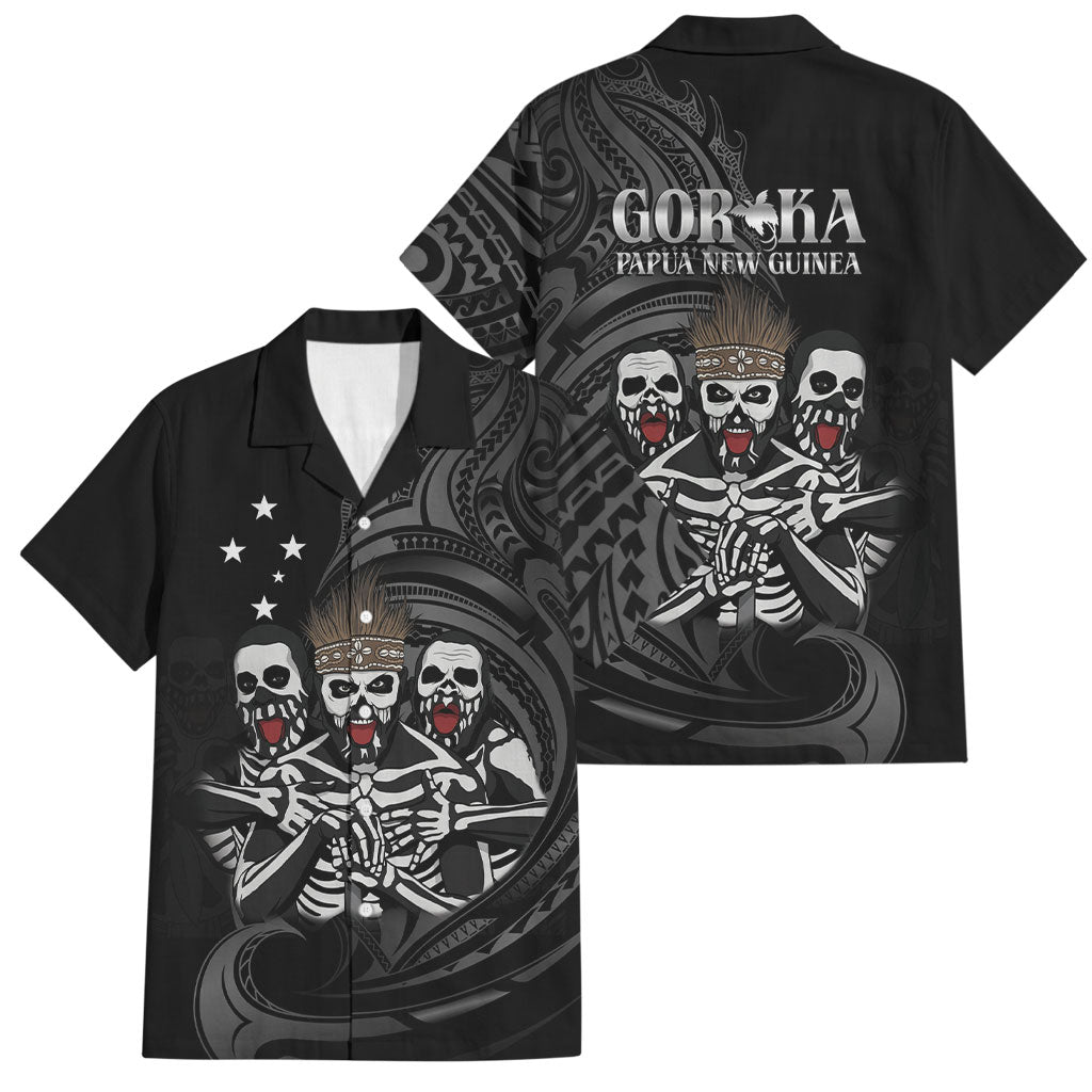 Skeleton Tribe Simbu Province Family Matching Off The Shoulder Long Sleeve Dress and Hawaiian Shirt Papua New Guinea Indigenous Pattern LT9 Dad's Shirt - Short Sleeve Black - Polynesian Pride