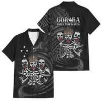 Skeleton Tribe Simbu Province Family Matching Short Sleeve Bodycon Dress and Hawaiian Shirt Papua New Guinea Indigenous Pattern LT9 Dad's Shirt - Short Sleeve Black - Polynesian Pride