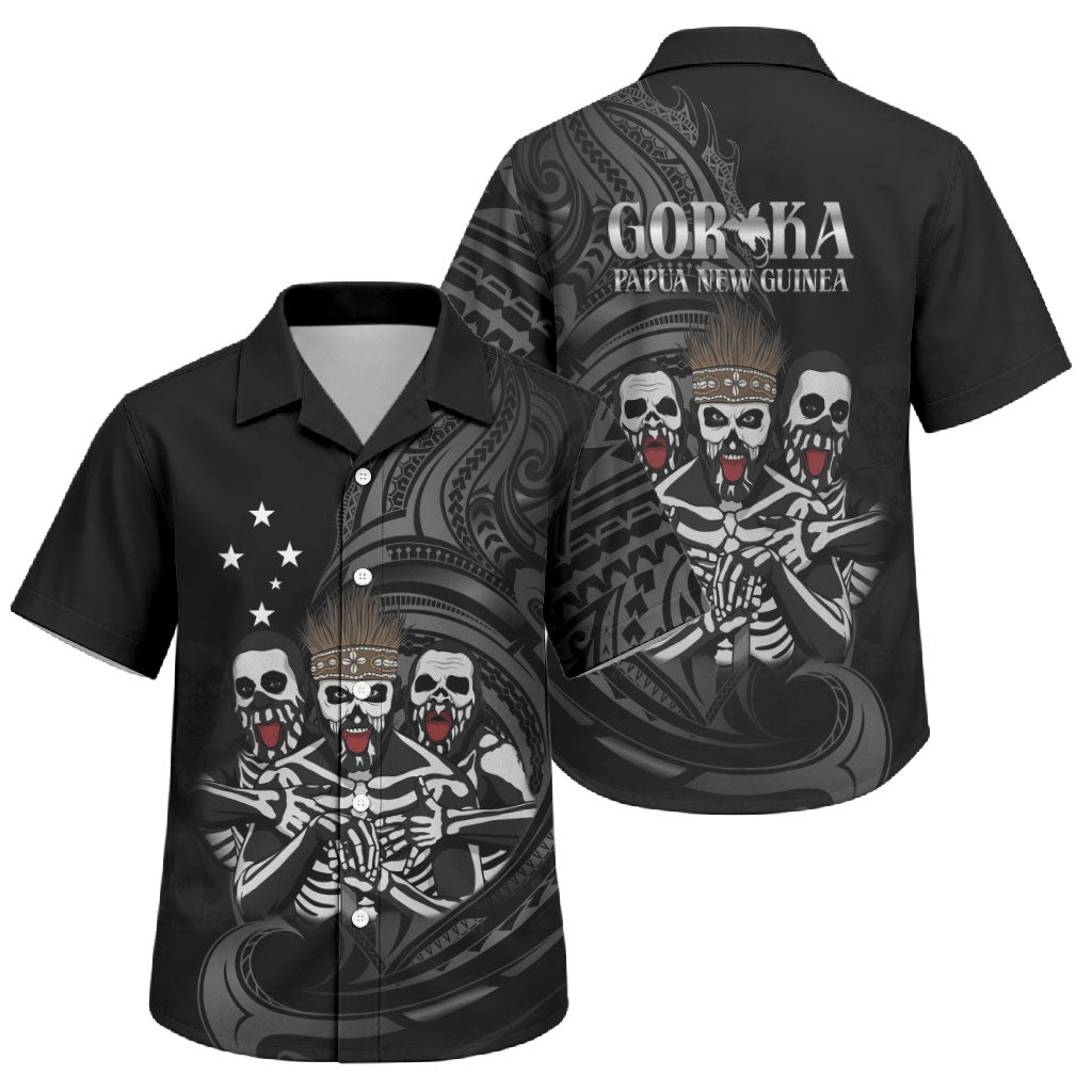 Skeleton Tribe Simbu Province Family Matching Short Sleeve Bodycon Dress and Hawaiian Shirt Papua New Guinea Indigenous Pattern LT9 Son's Shirt Black - Polynesian Pride