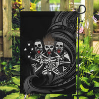 Skeleton Tribe Simbu Province Garden Flag Papua New Guinea Indigenous Pattern LT9 Garden Flag Black - Polynesian Pride