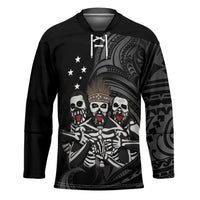 Skeleton Tribe Simbu Province Hockey Jersey Papua New Guinea Indigenous Pattern LT9 Unisex Black - Polynesian Pride