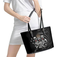 Skeleton Tribe Simbu Province Leather Tote Bag Papua New Guinea Indigenous Pattern LT9 - Polynesian Pride