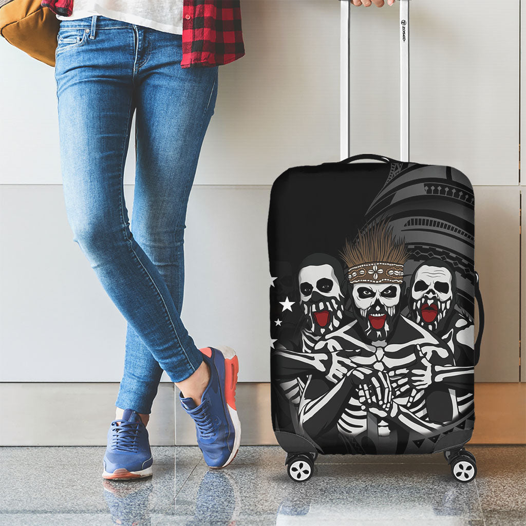 Skeleton Tribe Simbu Province Luggage Cover Papua New Guinea Indigenous Pattern LT9 - Polynesian Pride