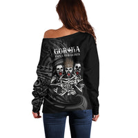 Skeleton Tribe Simbu Province Off Shoulder Sweater Papua New Guinea Indigenous Pattern LT9 - Polynesian Pride