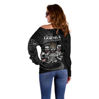 Skeleton Tribe Simbu Province Off Shoulder Sweater Papua New Guinea Indigenous Pattern LT9 - Polynesian Pride