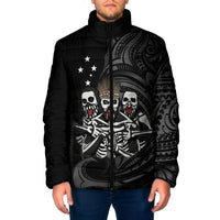 Skeleton Tribe Simbu Province Padded Jacket Papua New Guinea Indigenous Pattern LT9 Men Black - Polynesian Pride