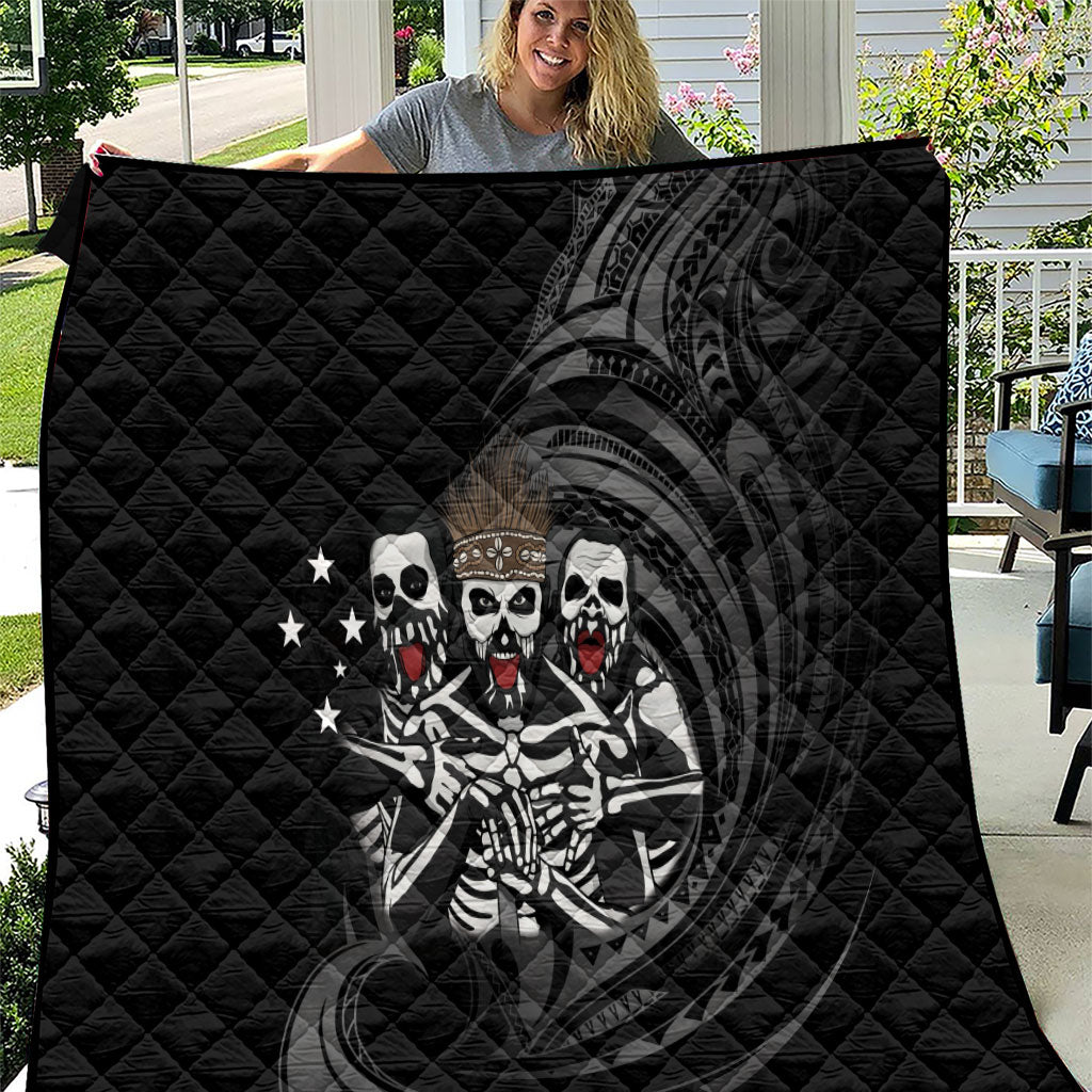 Skeleton Tribe Simbu Province Quilt Papua New Guinea Indigenous Pattern LT9 Black - Polynesian Pride