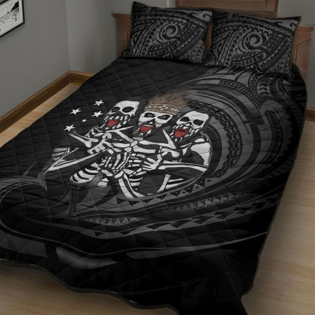Skeleton Tribe Simbu Province Quilt Bed Set Papua New Guinea Indigenous Pattern LT9 - Polynesian Pride