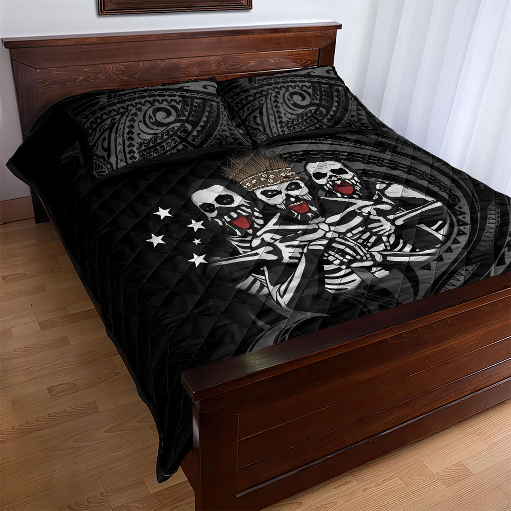 Skeleton Tribe Simbu Province Quilt Bed Set Papua New Guinea Indigenous Pattern LT9 - Polynesian Pride