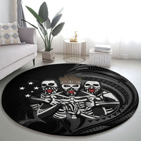 Skeleton Tribe Simbu Province Round Carpet Papua New Guinea Indigenous Pattern LT9 - Polynesian Pride