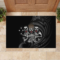 Skeleton Tribe Simbu Province Rubber Doormat Papua New Guinea Indigenous Pattern LT9 Black - Polynesian Pride