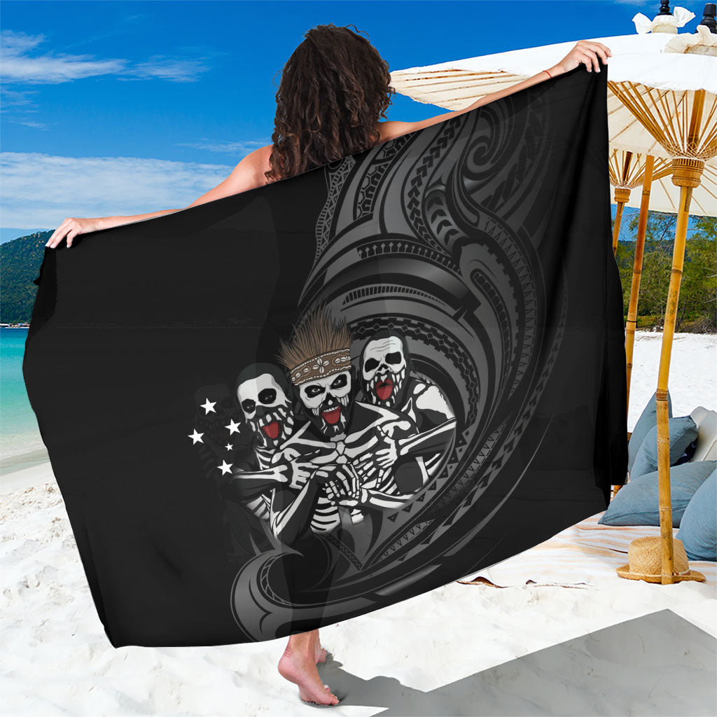 Skeleton Tribe Simbu Province Sarong Papua New Guinea Indigenous Pattern LT9 One Size 44 x 66 inches Black - Polynesian Pride