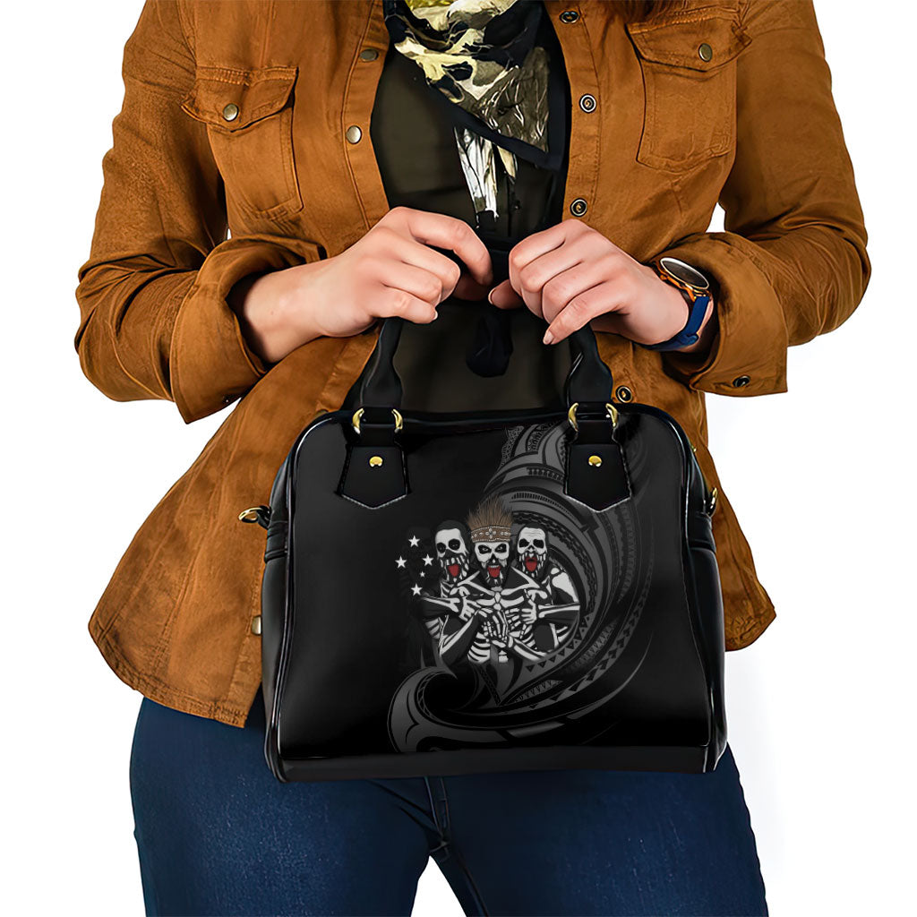 Skeleton Tribe Simbu Province Shoulder Handbag Papua New Guinea Indigenous Pattern LT9 - Polynesian Pride