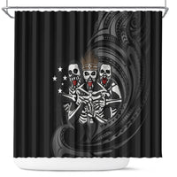 Skeleton Tribe Simbu Province Shower Curtain Papua New Guinea Indigenous Pattern LT9 Black - Polynesian Pride