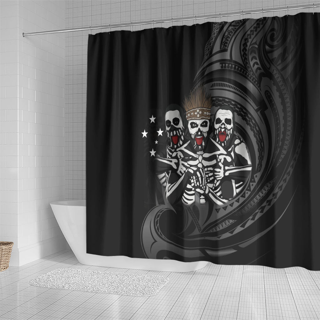 Skeleton Tribe Simbu Province Shower Curtain Papua New Guinea Indigenous Pattern LT9 - Polynesian Pride