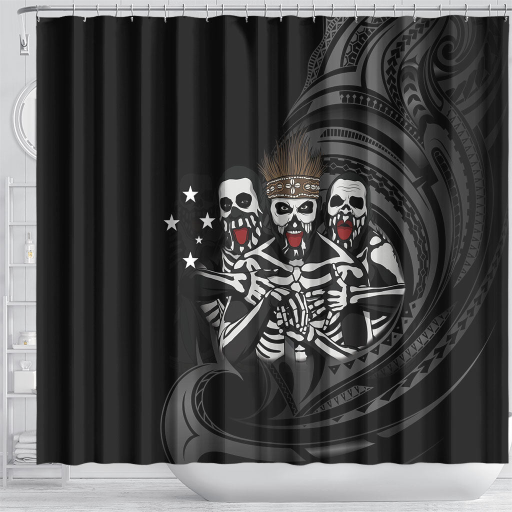 Skeleton Tribe Simbu Province Shower Curtain Papua New Guinea Indigenous Pattern LT9 - Polynesian Pride