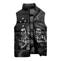 Skeleton Tribe Simbu Province Sleeveless Puffer Jacket Papua New Guinea Indigenous Pattern LT9 - Polynesian Pride