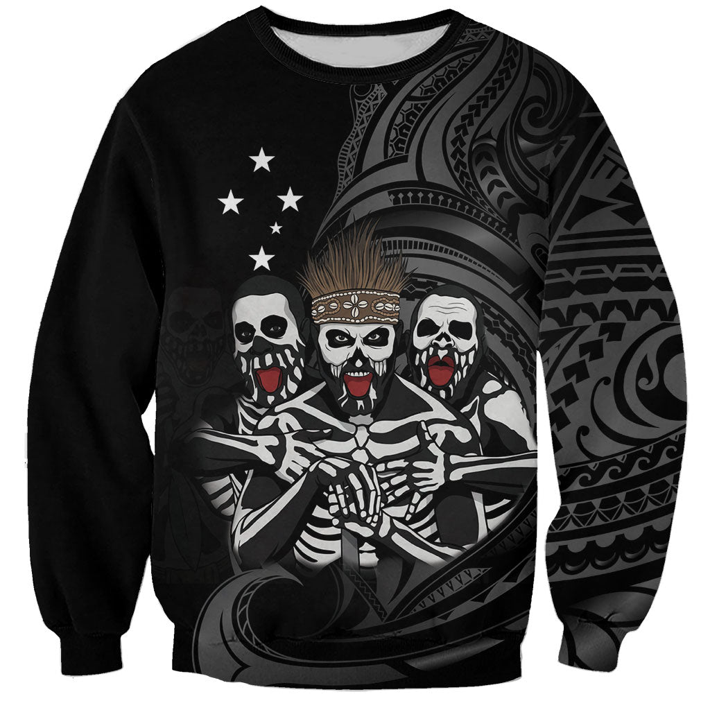 Skeleton Tribe Simbu Province Sweatshirt Papua New Guinea Indigenous Pattern LT9 Unisex Black - Polynesian Pride