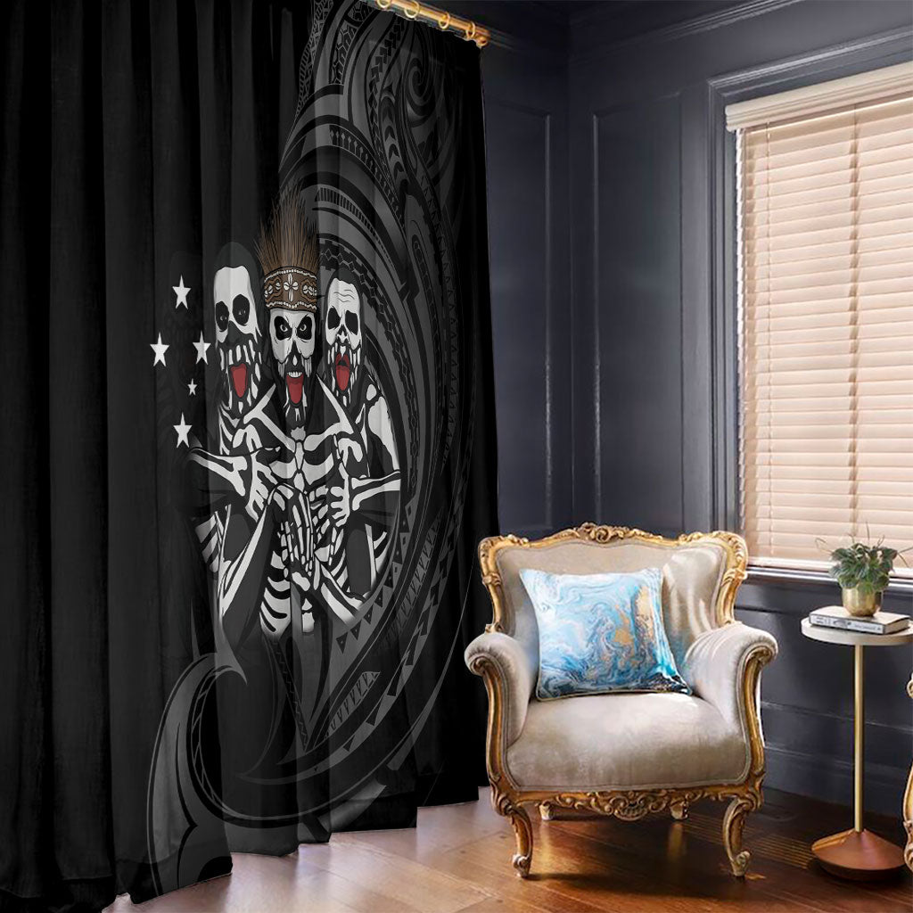 Skeleton Tribe Simbu Province Window Curtain Papua New Guinea Indigenous Pattern LT9 - Polynesian Pride