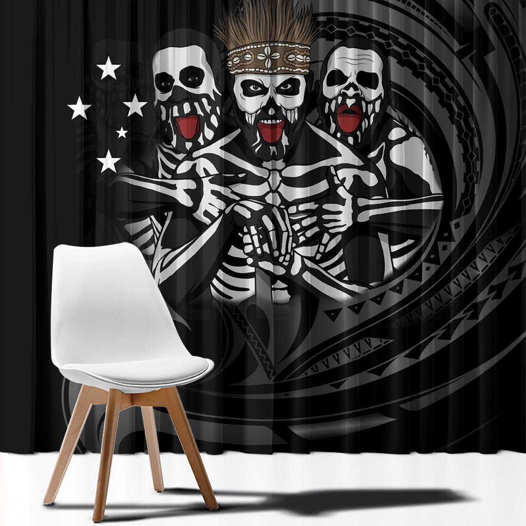 Skeleton Tribe Simbu Province Window Curtain Papua New Guinea Indigenous Pattern LT9 - Polynesian Pride