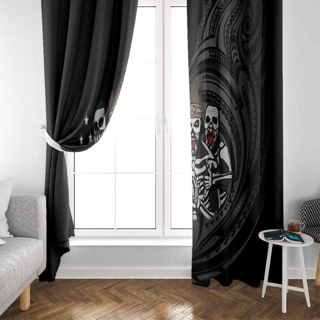 Skeleton Tribe Simbu Province Window Curtain Papua New Guinea Indigenous Pattern LT9 - Polynesian Pride