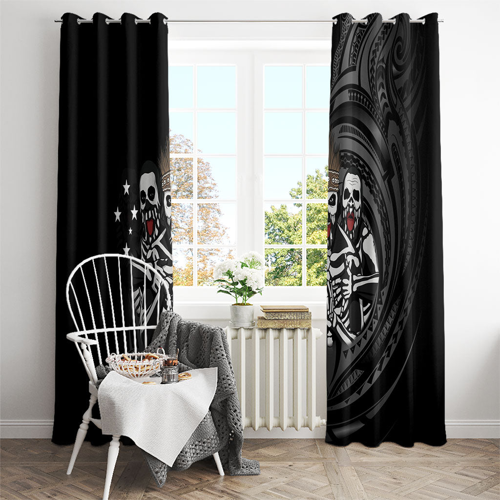 Skeleton Tribe Simbu Province Window Curtain Papua New Guinea Indigenous Pattern LT9 - Polynesian Pride