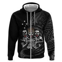 Skeleton Tribe Simbu Province Zip Hoodie Papua New Guinea Indigenous Pattern LT9 Zip Hoodie Black - Polynesian Pride