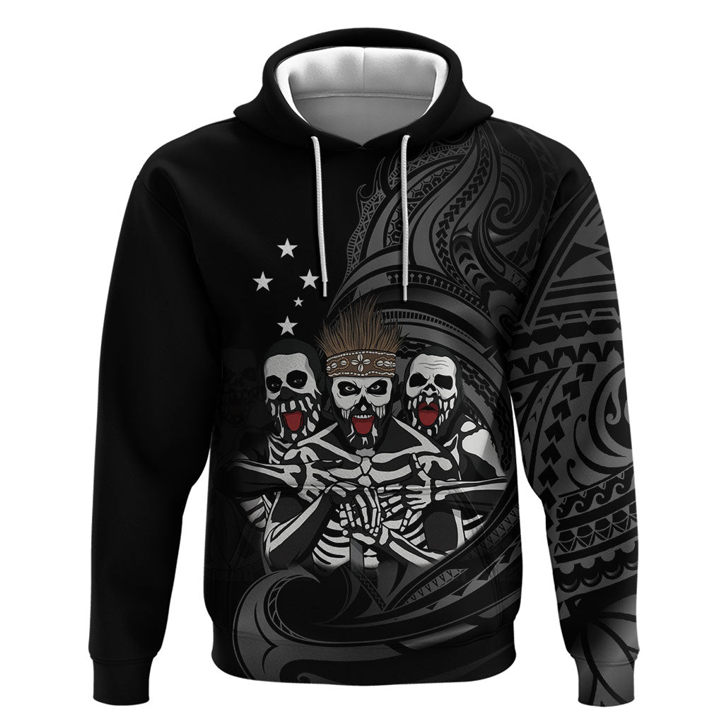 Skeleton Tribe Simbu Province Zip Hoodie Papua New Guinea Indigenous Pattern LT9 Pullover Hoodie Black - Polynesian Pride