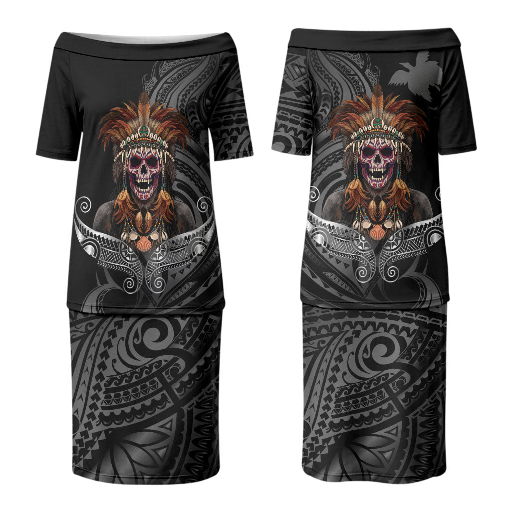 Mokomoko Tribe Eastern Highlands Province Couples Matching Puletasi and Long Sleeve Button Shirt Papua New Guinea Indigenous Pattern LT9 - Polynesian Pride